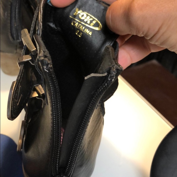 Yoki Leather Ankle Open Side Buckle Flat Booties - Picture 4 of 7